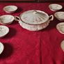 9 Piece Royal Albert Victoriana Rose Bone China Gold Gilt Lidded Tureen And Soup Bowls Set Made In England Image 2