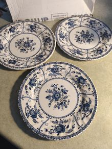 Set Of  3 Plate 9 Inches Indies Made In England By Johnson Bros A Genuine Hand Engraving Detergent And Acid Resisting Dish Washer Safe Ironstone