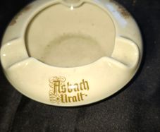 Beautiful Old Heinrich Germany Porcelain Ashtray featuring the Asbach Uralt Advertising Brandy, Postage Available
