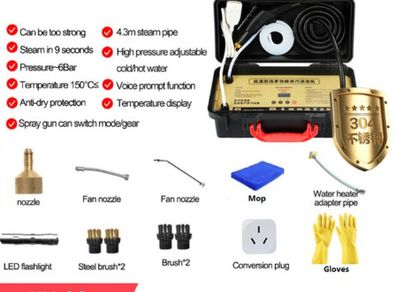 3KW Steam Cleaner 220V Air Conditioning Kitchen Hood Car 6Bar Steaming Cleaner Cleaning Appliance Used With Alkaline Cleaning