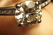 White Gold Moissanite Solitaire Ring with Accents