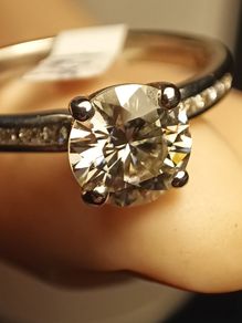 White Gold Moissanite Solitaire Ring with Accents