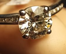 White Gold Moissanite Solitaire Ring with Accents