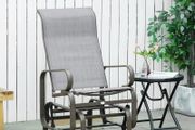 Outdoor Gliding Rocking Chair with Sturdy Metal Frame, Patio Comfortable Swing Chair for Garden, Backyard, Grey