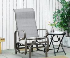 Outdoor Gliding Rocking Chair with Sturdy Metal Frame, Patio Comfortable Swing Chair for Garden, Backyard, Grey