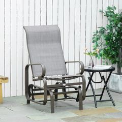 Outdoor Gliding Rocking Chair with Sturdy Metal Frame, Patio Comfortable Swing Chair for Garden, Backyard, Grey