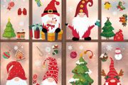 400 Pcs Christmas Window Stickers 12 Sheets Reusable Christmas Window Decorations Gnome Christmas Decorations for Windows Gonk Window Christmas Decorations Home (FREE POSTAGE)