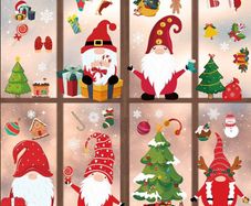 400 Pcs Christmas Window Stickers 12 Sheets Reusable Christmas Window Decorations Gnome Christmas Decorations for Windows Gonk Window Christmas Decorations Home (FREE POSTAGE)