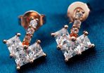 Rose Gold Plated Clear CZ Drop Earrings