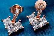 Rose Gold Plated Clear CZ Drop Earrings