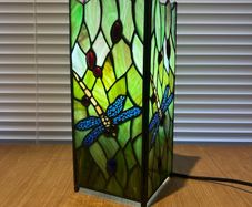 Vintage Tiffany-style Dragonfly square table lamp