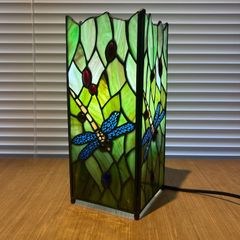 Vintage Tiffany-style Dragonfly square table lamp