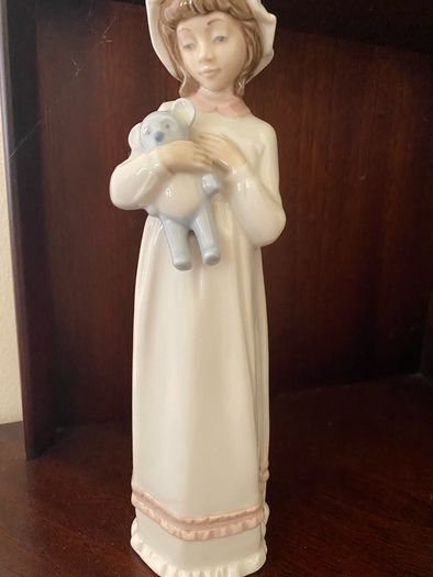Nadal Valencia Spain Porcelain Girl with Teddy Bear Figurine