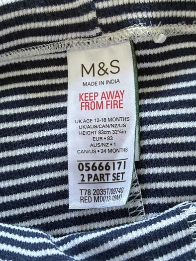 Baby Girls Red Sweater & Navy & White Leggings from Marks & Spencer