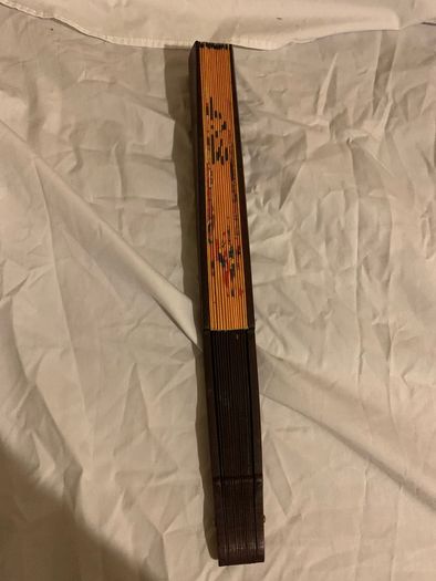 Vintage wooden hand fan- ornamental Chinese emperor design