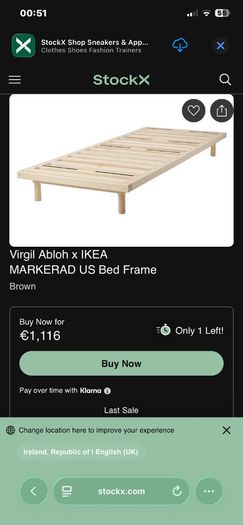 Double/single bed day bed frame markerad virgil abloh ikea painted black