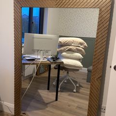 Geometric Carved Wooden Lean-To Mirror  Large (160 x 110cm)