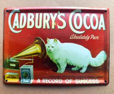 Cadbury's Cocoa Red with white Cat Wall Retro Vintage Sign Plate 8x11 cm Metal
