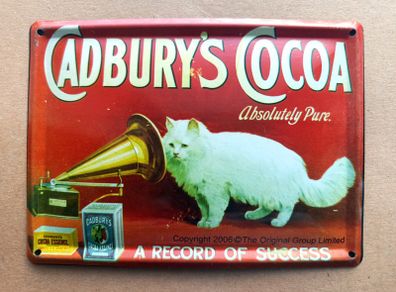 Cadbury's Cocoa Red with white Cat Wall Retro Vintage Sign Plate 8x11 cm Metal