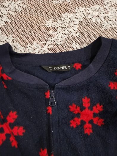Dunnes fleecy navy pyjamas with red snowflakes