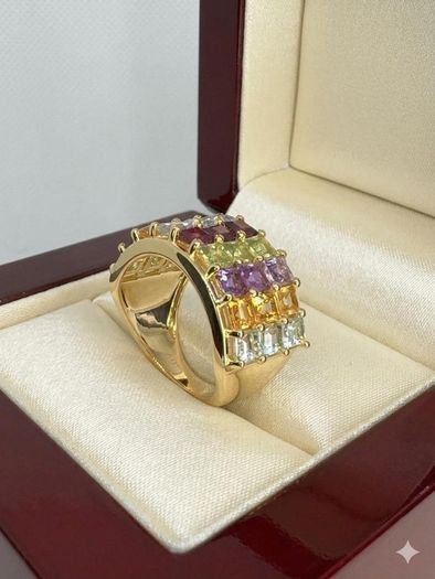 Silver Multi-Gemstone Statement Ring Harry Ivens