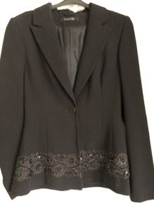 Black ladies blazer with sequin decorative trim