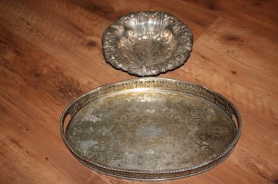 Silver Plated Tray and Bowl