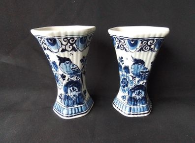 Two Delft Blue/White Small Handpainted Vases