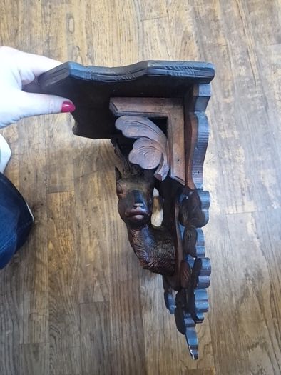 antique carved stag shelf