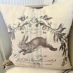 Large 55cm x 55cm French Lapin grain sack stripe indoor/outdoor cushion
