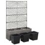 Trellis Raised Bed with 3 Pots 83x30x130 cm Poly Rattan Grey Image 3