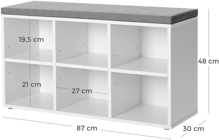 _Shoe Rack with 6 Compartments and 3 Adjustable Shelves Shoe Cupboard Hallway Living Room Easy Assembly Space Saving White