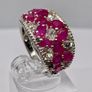 Beautiful African Ruby White Zircon Cluster Ring in Rhodium Overlay Sterling Silver 4.42 Ct. Image 3