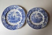 A pair of SPODE Blue Room Collection  "Girl at Well"  Plates