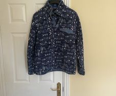 Patagonia Men's Large Fleece Blue and White Patten