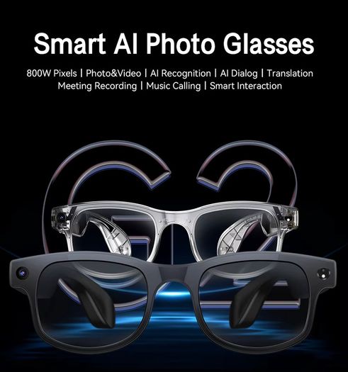 Ai Smart Glasses Multi-Functional Wireless Headphones, 8 Million Pixels Camera, Ai Translation, Chat GTP