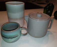 Considered by Helen James Hand Glazed Stoneware Teapot , Stoneware Vase and Mug ( 3 items )