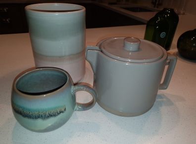 Considered by Helen James Hand Glazed Stoneware Teapot , Stoneware Vase and Mug ( 3 items )