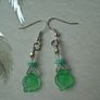 Green leaf earrings,Handmade earrings,Drop earrings,Gift Image 3