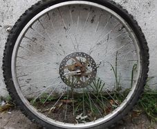 two bicycle wheels