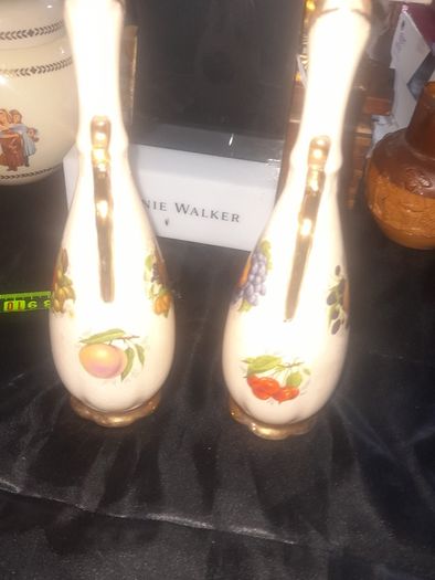 A Beautiful Pair of Old Guilded Staffordshire Single Rose Bud Vases