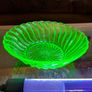 Uranium Green Vintage Glass Carnival Serving Bowl by Bagley UK Image 2