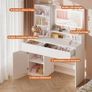 Dressing Table with LED Lighting, 3 Colours Adjustable Brightness, Dressing Table with Mirror, 2 Drawers, 4 Compartments & Cupboard, for Bedroom, White Image 4