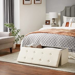 New Beige Leather Storage Chest - FREE P&P