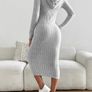 SHEIN Essnce Ribbed Knit Drawstring Hoodie Dress Image 2