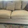 Large 7 foot cream linen sofa Image 3