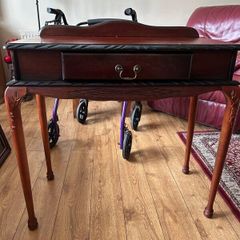 Mahogany console table and picture