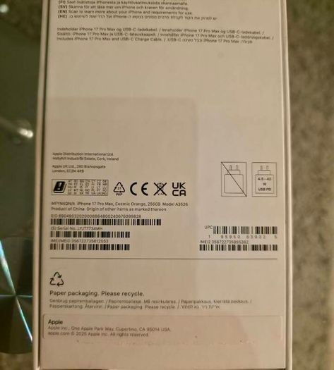 Apple Iphone 17 Pro Max 256GB IRISH