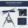 Three-Seater Garden Swing Chair, with Adjustable Canopy - Blue Stripe Image 4