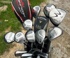 Drivers, woods, irons, putter and bag for sale read description